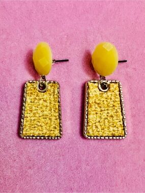 Yellow Geometric Statement Dangle Earrings